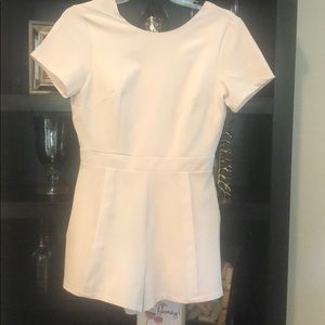 Open back romper with pleated short detail